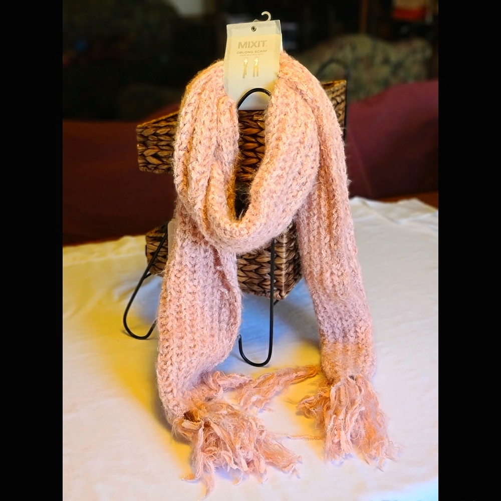 Mixit Rose Colored Oblong Polyester Cozy Scarf